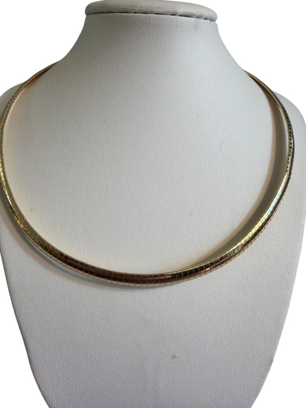Vintage Gold Tone Omega Chain Necklace Choker Fold Over Clasp Layer Estate 16"